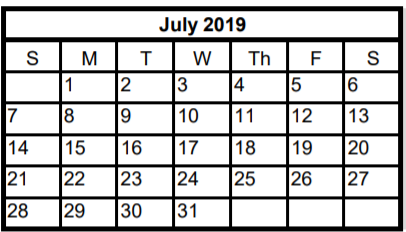 District School Academic Calendar for Whitestone Elementary School for July 2019