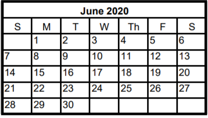District School Academic Calendar for Running Brushy Middle School for June 2020