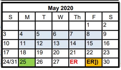 District School Academic Calendar for Running Brushy Middle School for May 2020