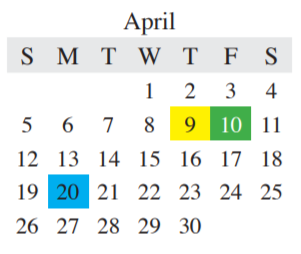 District School Academic Calendar for Creek Valley Middle School for April 2020