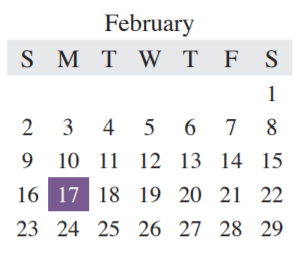 District School Academic Calendar for Middle School #15 for February 2020