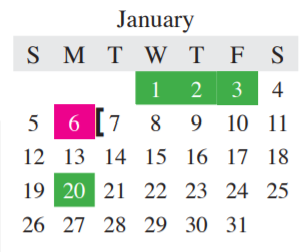 District School Academic Calendar for Camey Elementary for January 2020