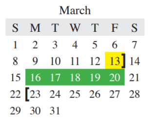 District School Academic Calendar for Castle Hills Elementary for March 2020