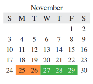 District School Academic Calendar for Learning Ctr for November 2019