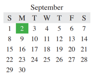 District School Academic Calendar for The Colony High School for September 2019