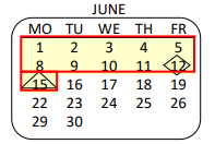 District School Academic Calendar for Wright Middle School for June 2020