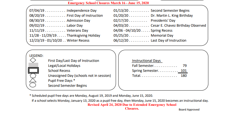 District School Academic Calendar Key for Leonis Continuation