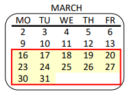 District School Academic Calendar for Westside Leadership Magnet for March 2020