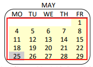District School Academic Calendar for Wright Middle School for May 2020