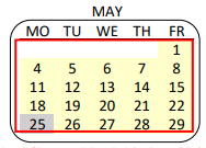 District School Academic Calendar for Woodlake Avenue Elementary for May 2020