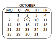 District School Academic Calendar for Leonis Continuation for October 2019