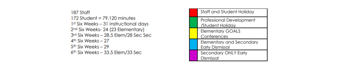 District School Academic Calendar Key for Whiteside Elementary