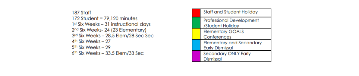 District School Academic Calendar Key for Bean Elementary