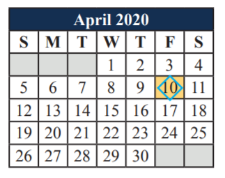 District School Academic Calendar for T A Howard Middle for April 2020