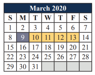 District School Academic Calendar for Della Icenhower  Intermediate for March 2020