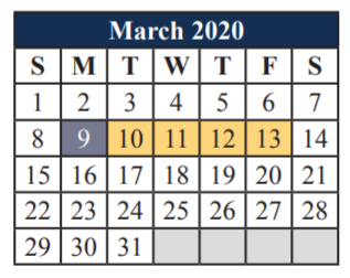 District School Academic Calendar for Cross Timbers Intermediate for March 2020