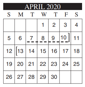 District School Academic Calendar for Michael E Fossum Middle School for April 2020