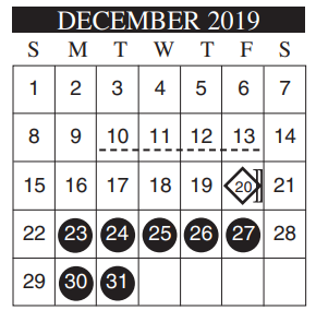 District School Academic Calendar for Lamar Academy for December 2019