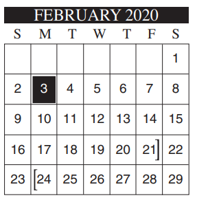 District School Academic Calendar for De Leon Middle School for February 2020