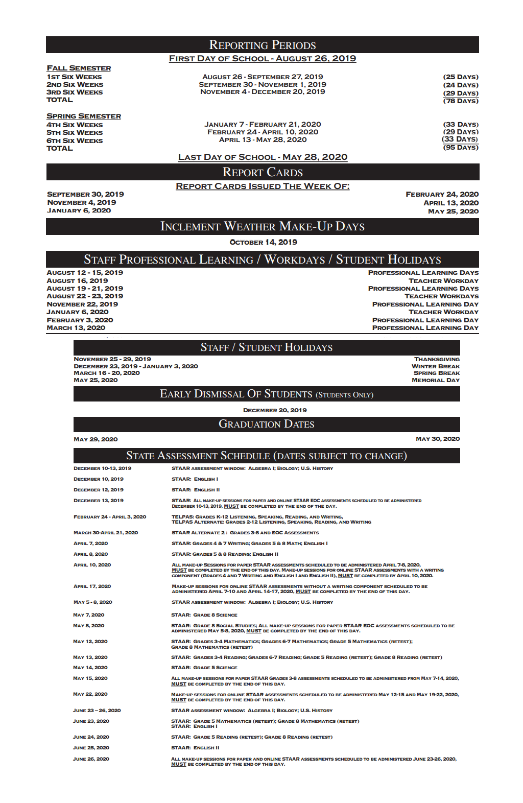 District School Academic Calendar Key for Mcauliffe Elementary