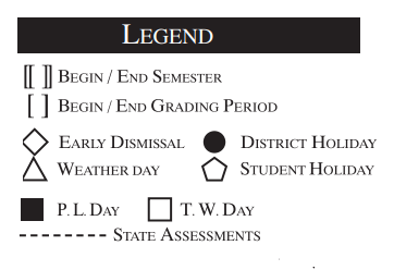 District School Academic Calendar Legend for Mcauliffe Elementary