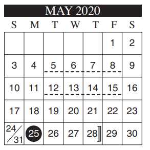 District School Academic Calendar for Bonham Elementary for May 2020