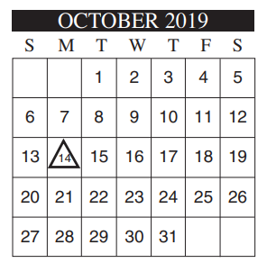 District School Academic Calendar for Instr/guid Center for October 2019