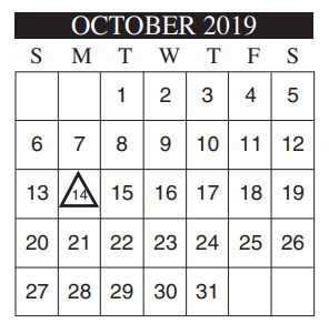 District School Academic Calendar for Cathey Middle School for October 2019