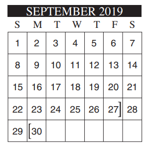 District School Academic Calendar for Memorial High School for September 2019