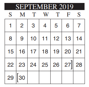 District School Academic Calendar for Bonham Elementary for September 2019