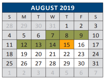 District School Academic Calendar for Jose De Jesus And Maria Luisa Vega for August 2019