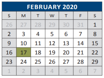District School Academic Calendar for Leonard Evans Jr Middle School for February 2020