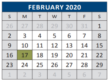 District School Academic Calendar for Jesse Mcgowen Elementary School for February 2020