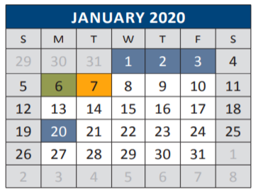 District School Academic Calendar for Jose De Jesus And Maria Luisa Vega for January 2020