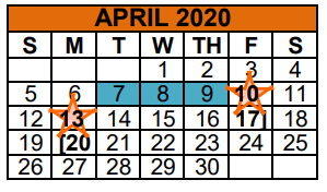 District School Academic Calendar for Taylor El for April 2020