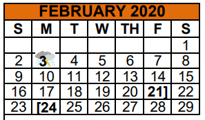 District School Academic Calendar for Ruben Hinojosa Elementary for February 2020