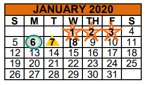 District School Academic Calendar for Mercedes J H for January 2020