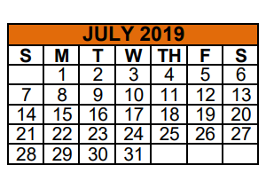 District School Academic Calendar for Taylor El for July 2019