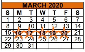 District School Academic Calendar for Travis El for March 2020