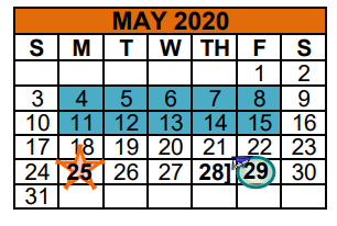 District School Academic Calendar for Mercedes J H for May 2020