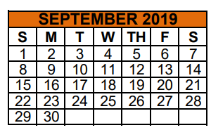 District School Academic Calendar for John F Kennedy Elementary for September 2019