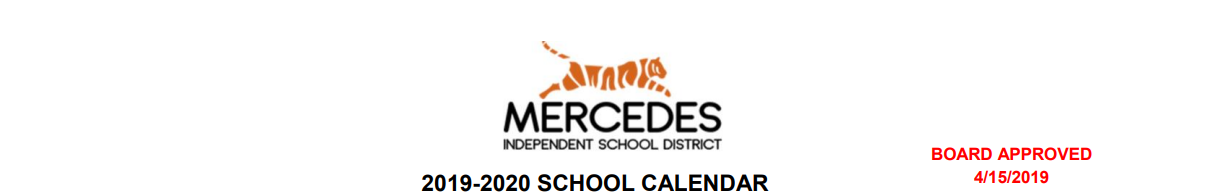 District School Academic Calendar for Mercedes Early Childhood Center