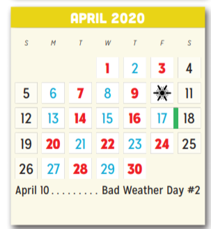 District School Academic Calendar for Cannaday Elementary for April 2020