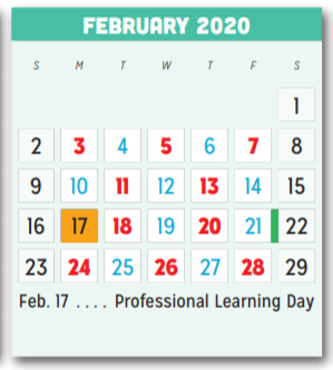 District School Academic Calendar for P A S S Learning Ctr for February 2020