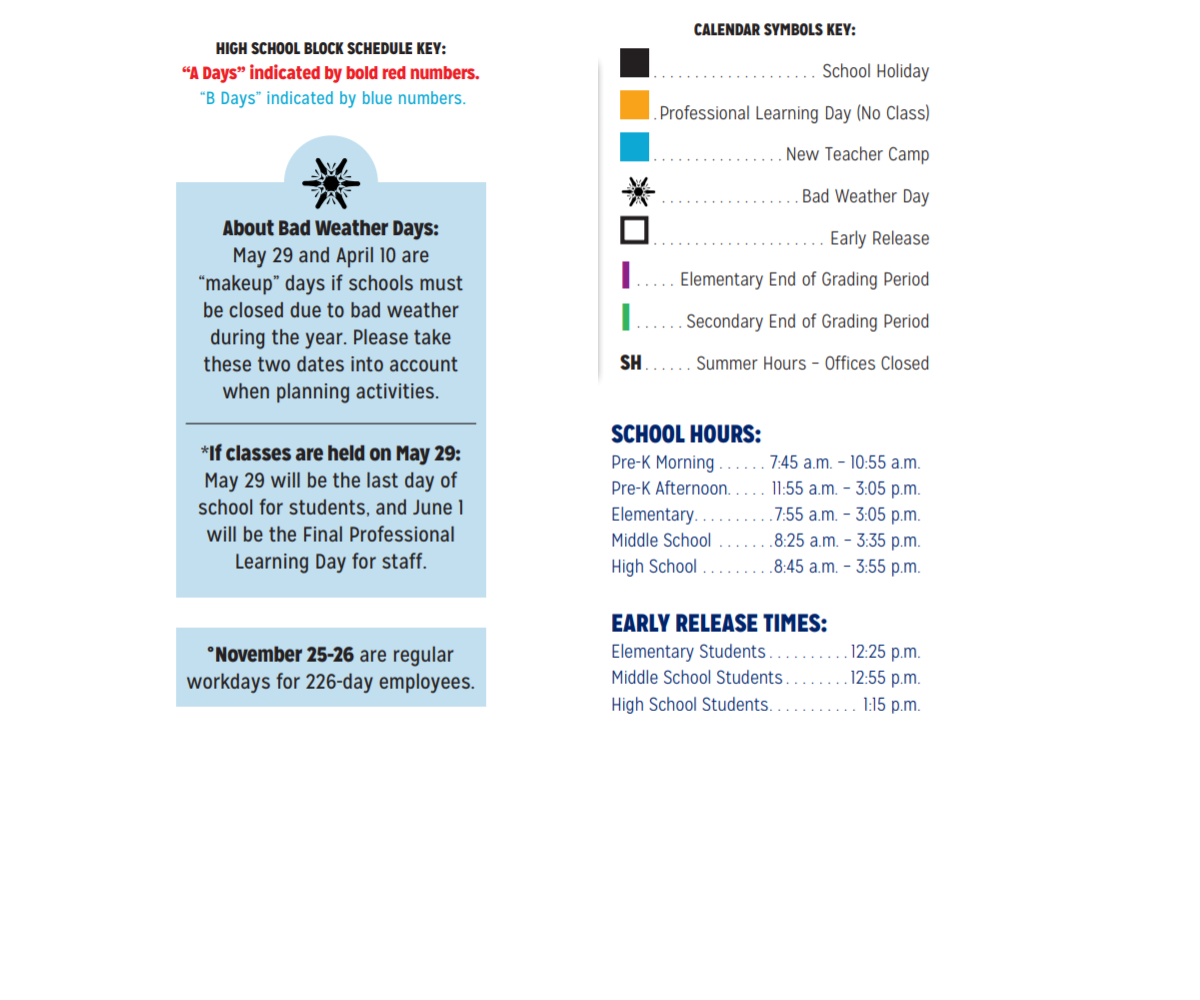 District School Academic Calendar Key for Range Elementary