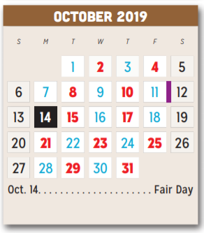 District School Academic Calendar for Seabourn Elementary for October 2019