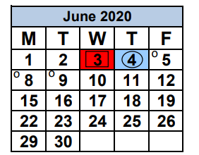 District School Academic Calendar for Coral Gables Senior High Adult Education for June 2020