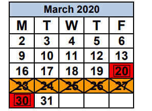 District School Academic Calendar for Southside Elementary School for March 2020