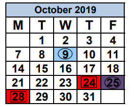 District School Academic Calendar for Earlington Heights Elementary School for October 2019