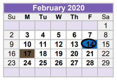 District School Academic Calendar for Long Elementary for February 2020